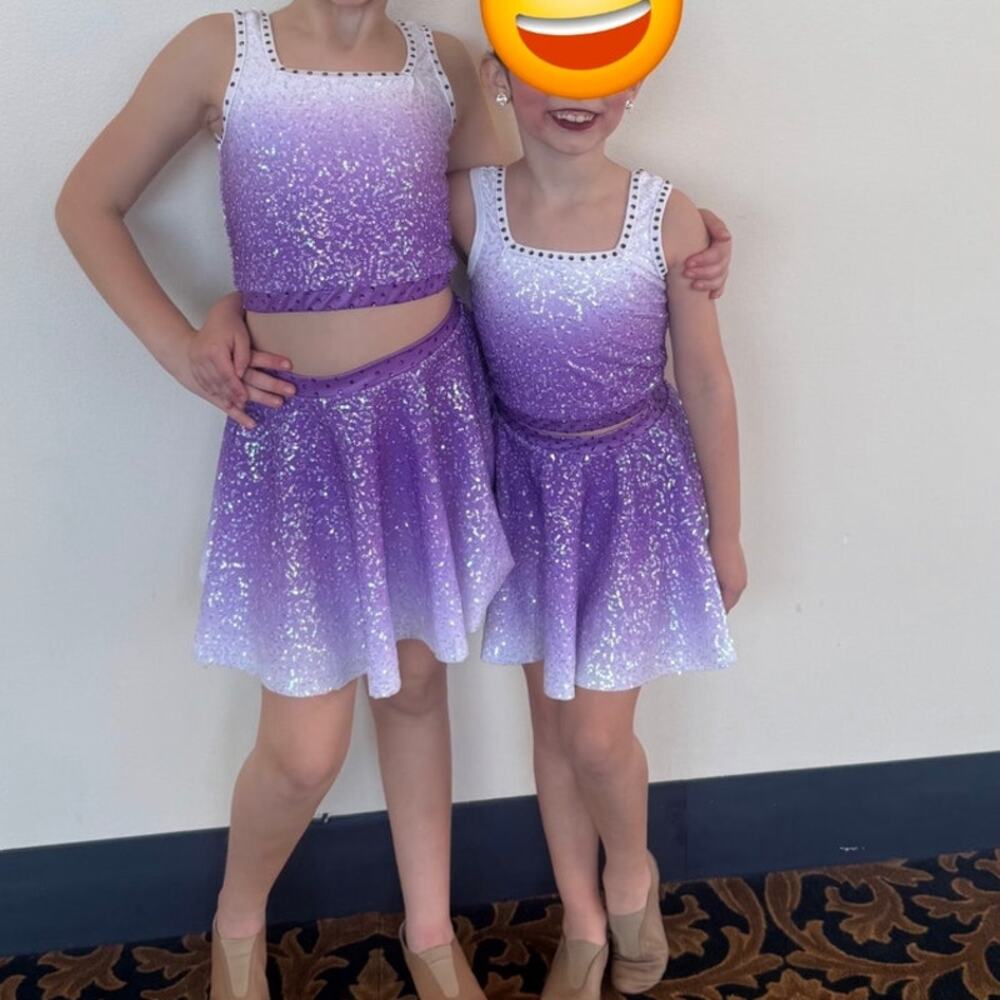 Weissman Blank Space Dance Costume Set Youth Medium Purple Ombre Sequins - Picture 7 of 7